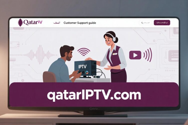 Qatar IPTV support representative helping a customer on a laptop
